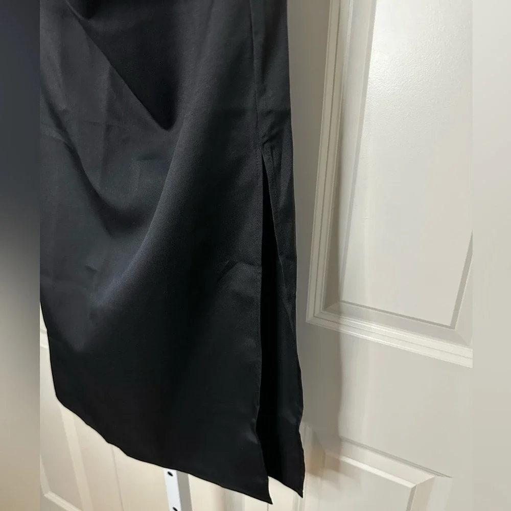 Black‎ Ruched Bodycon Midi Skirt Party Cocktail Sleek Elegant
